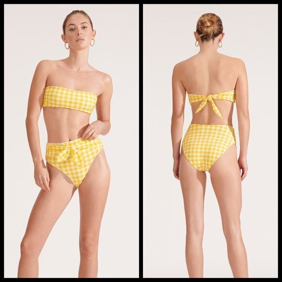 💕VERONICA BEARD💕 Catarina Bandeau Bikini Top (L) + Azoia Tie Waist Bottom (XL) - Picture 1 of 16